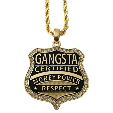 14k Gold Plated Gangster Gangsta Money Power Respect Pendant 30 Rope