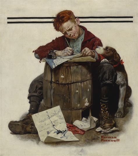 Norman Rockwell 1894 1978 Little Boy Writing Letter Oil On Canvas 26