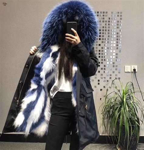 Winter Women Genuine Natural Raccoon Fur Liner Coat Detachable Long