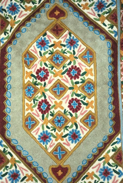 With color b sc in the next 3 st* repeat from * to * across. ChainStitch Tapestry Woolen Rug, Multicolor Embroidery 2x3 feet #CWR61 - Best of Kashmir