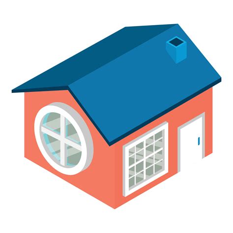 Residential House Icon Isometric Vector One Story House With Round