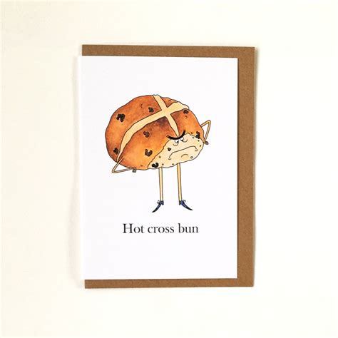 Hot Cross Bun Easter Card Greeting Card Easter Funny Etsy Easter