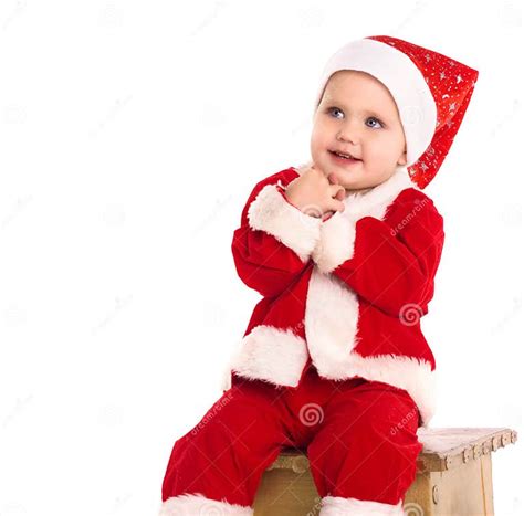 Happy Baby Boy In Santa Costume Stock Image Image Of Beautiful