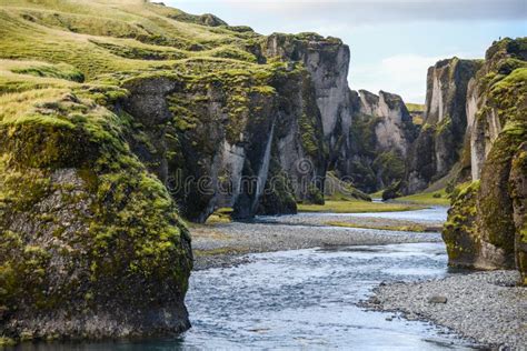 Fjadrargljufur Canyon With River Iceland Stock Photo Image Of