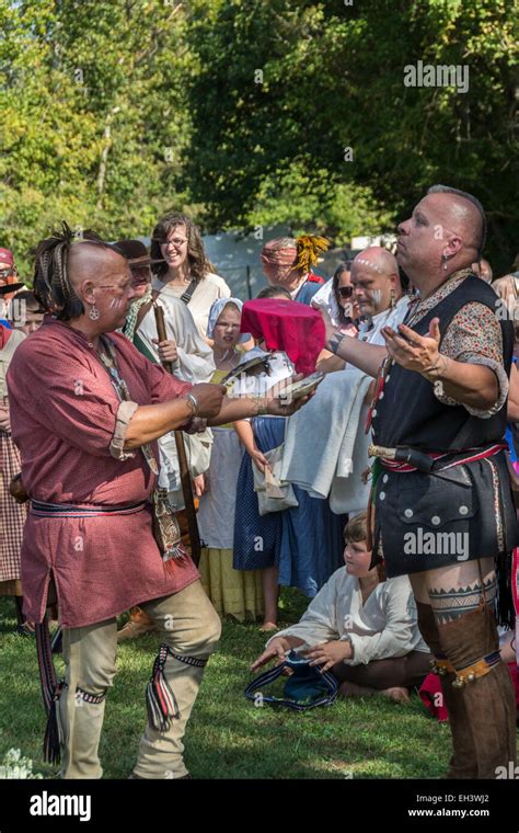 Traditional Cherokee Native American Wedding Ceremony Conducted At Fort