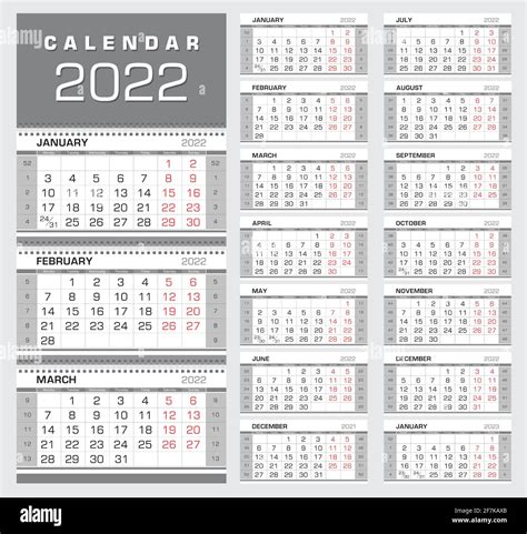 Calendario 2022 Calendario Trimestral Del Muro Con Números De Semana La Semana Comienza El