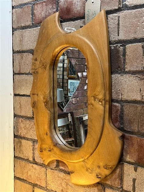 Vintage Retro 70s 80s Small Live Edge Wooden Wall Mirror In Cardiff