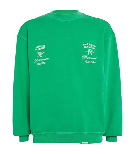 Represent Green Cotton Graphic Print Sweater Harrods Uk