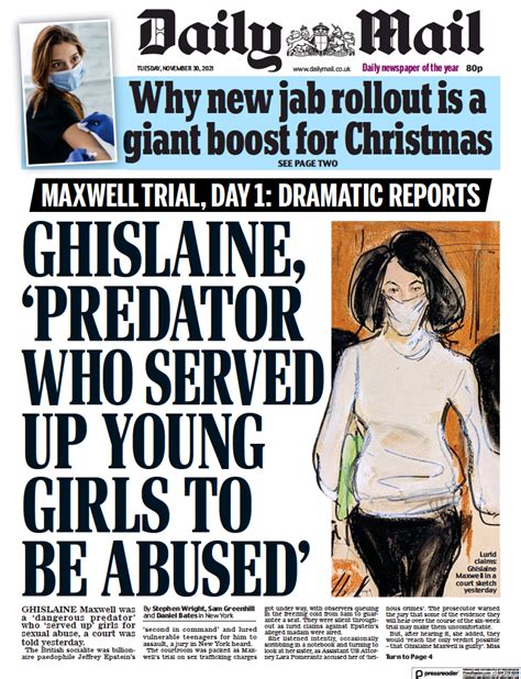 آخرین خبر صفحه اول روزنامه دیلی میل چیسلین، بی رحمی که دختران جوان را آماده می کرد تا مورد