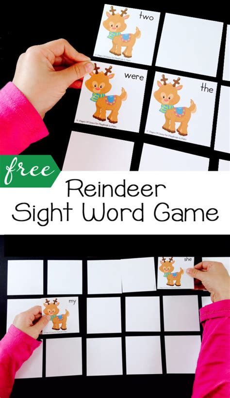 Reindeer Sight Words Matching Game Playdough To Plato