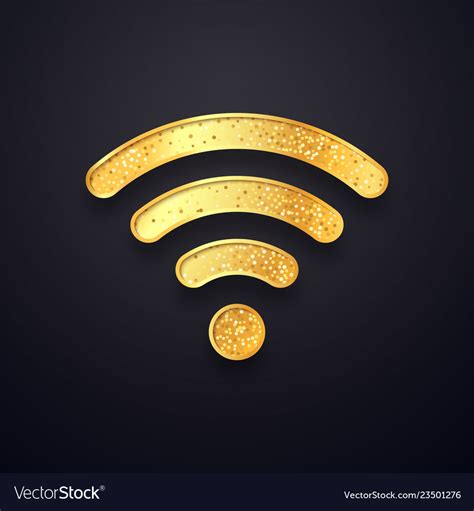 Golden Wifi Sign Gold Wi Fi Wireless Royalty Free Vector