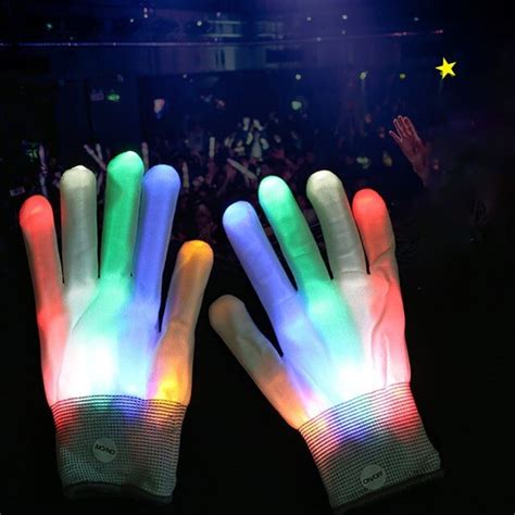 Pair Of Colorful Led Gloves Rave Light Finger Lighting Flashing Gloves