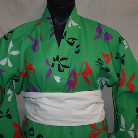 Vintage Japanese Yukata Summer Kimono Cotton Robe Cov Gem