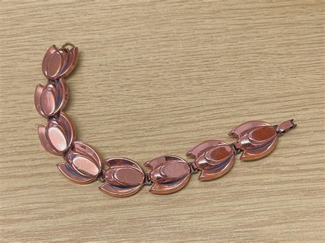 Vintage Renoir Copper Bracelet Tulip Design 1950s Signed Etsy Uk