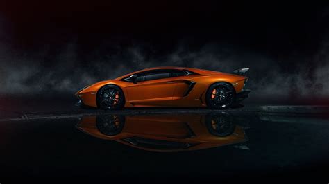 Lamborghini Orange Cars Car Vehicle Supercars Reflection Dark Hd
