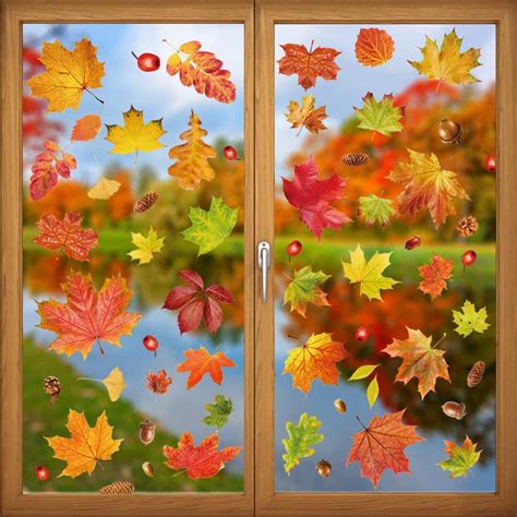 Thanksgiving Fall Decorations Electrostatic Window Clings