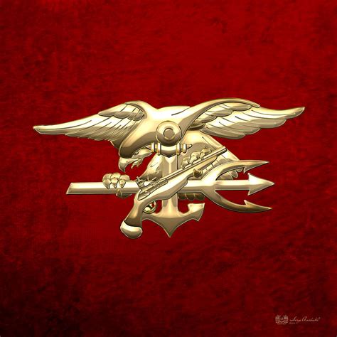 U S Navy S E A Ls Emblem On Red Velvet Digital Art By