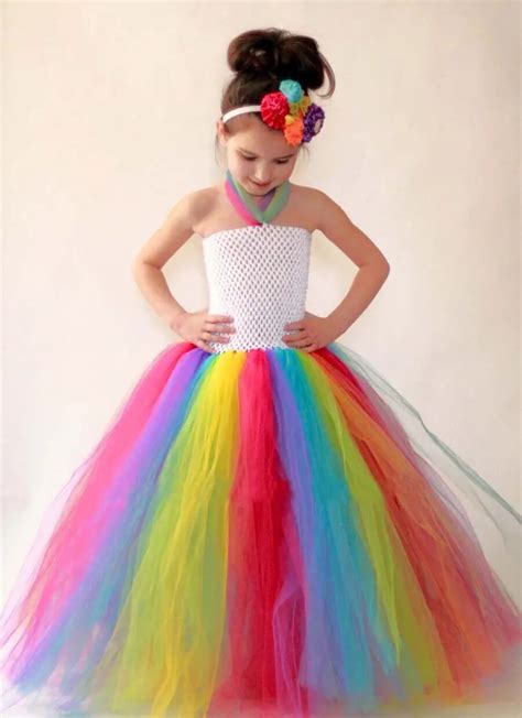 Rainbow Uk Girls Dress Princess Summer Kids Tutu Dress Wedding For