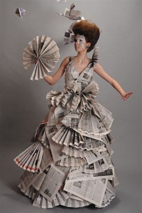 Portrait Of A Beautiful Girl In A Newspaper Dress Newspaper Dress