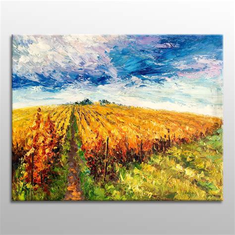 Large Oil Painting Autumn Vineyard Abstract Oil Painting Etsy