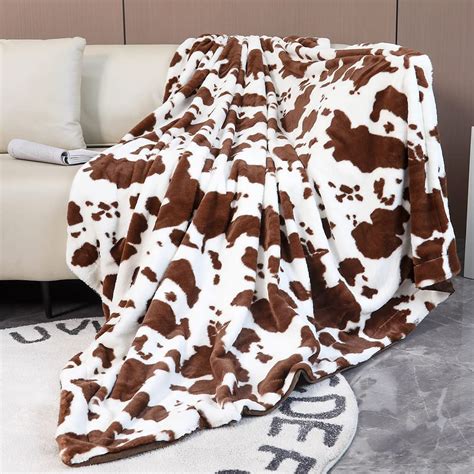 Urbonur Cow Throw Blanket Soft Cozy Flannel Fleece Furry