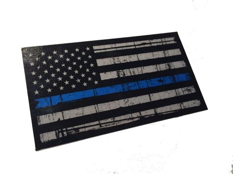 Tattered Police Officer Thin Blue Line Reflective American Flag Decal