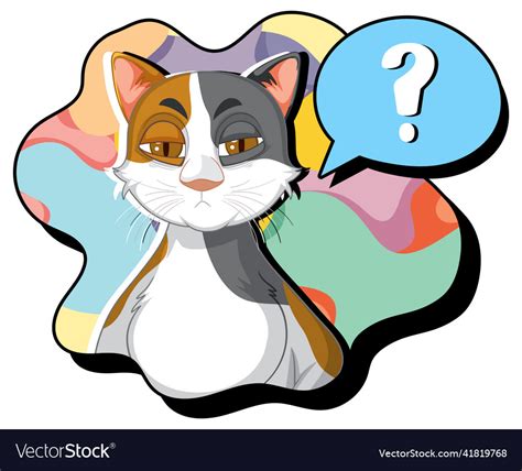 A Cat Thinking With Question Mark In Callouts Vector Image