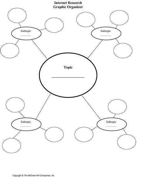 The Internet Research Graphic Organizer Is Shown In Black And White