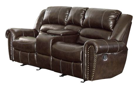 Homelegance 9668brw 2 Double Glider Reclining Loveseat Home Furniture