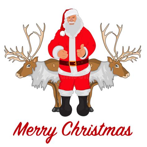 Santa Claus And Deer Vector Illustration Stock Vector Illustration