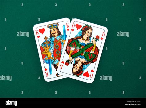 Playing Cards King And Queen Of Hearts Pair Stock Photo Alamy