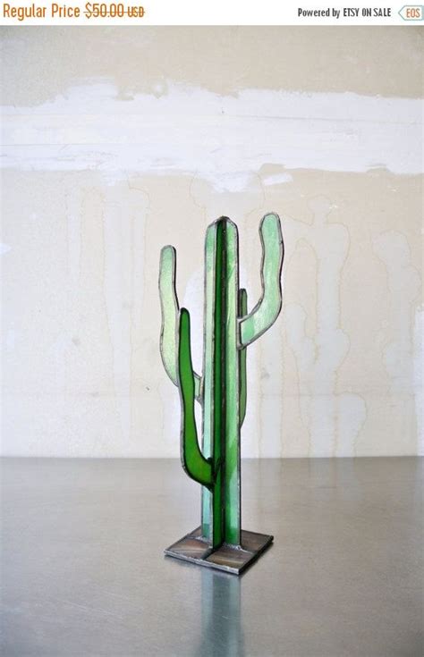 Desert wild nature landscape with a green,cartoon cactus. 15% OFF Vintage Green Cactus Sculpture - Stained Glass ...