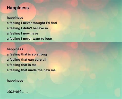 Happiness Poem By Scarlet Poem Hunter
