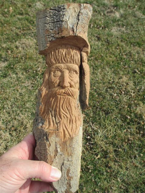 Mountain Man Cottonwood Bark Carving Hand Carved In Missouri Etsy