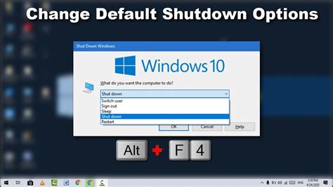 How To Change Default Shutdown Options On Altf4 Dialog Box In Windows