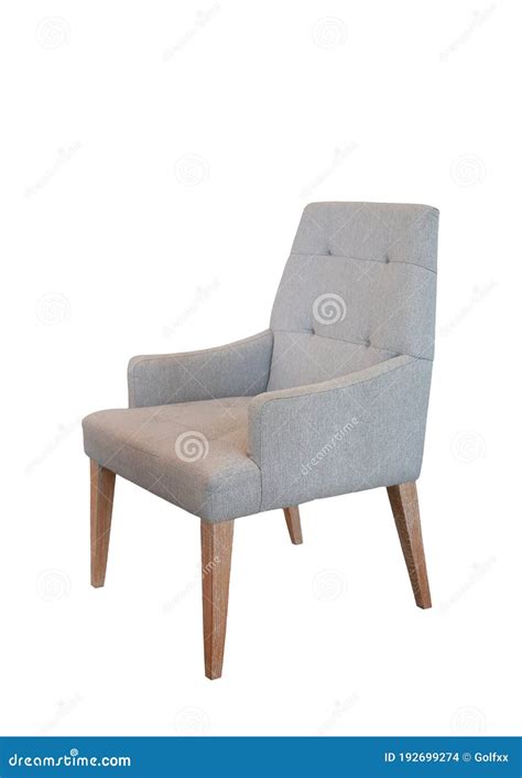 Fabric Armchair Furniture Isolated On White Background Corner View