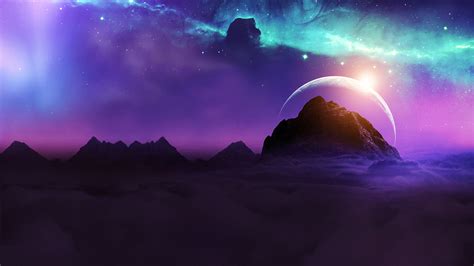 Planet Rising Over Galaxy Wallpaper Hd Fantasy 4k