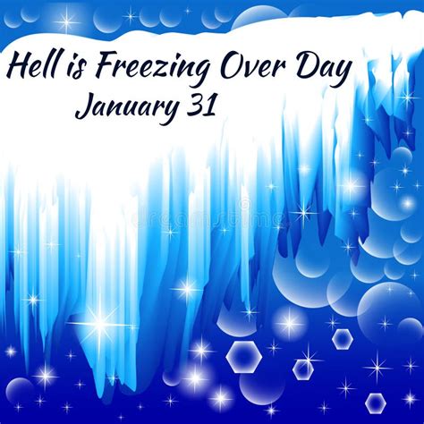 Postcard Hell Is Freezing Over Day With Ice And Icicles Stock Vector