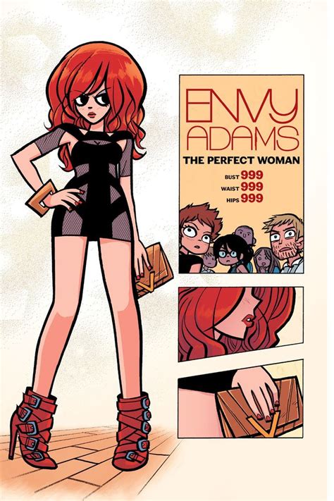 A Woman With Red Hair And Boots Is Standing In Front Of A Poster That Says Envy Adams The