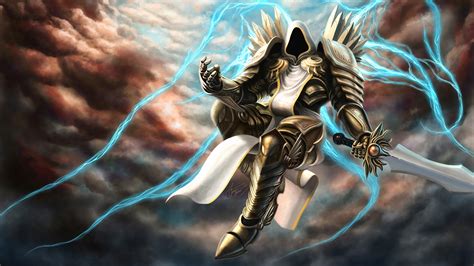 Picture Diablo Iii Armour Swords Demon Warriors Tyrael 2560x1440