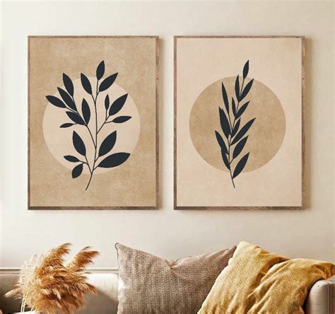 Neutral Wall Decor Boho Wall Art Instant Download Leaf Art Prints