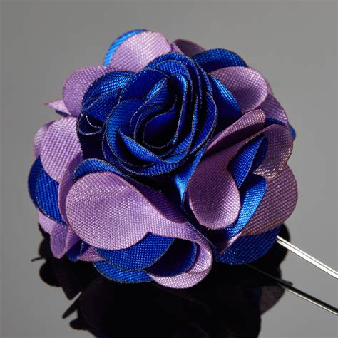 Duet Color Flower Lapel Pin Blue Lavender Dapperman Touch Of