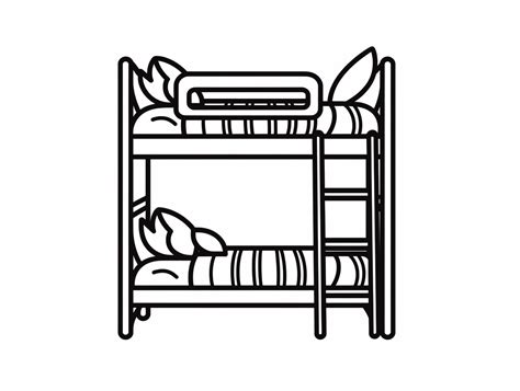 Simple Bunk Bed Drawing Coloring Page