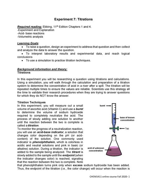 Experiment Titrations Experiment Titrations Required Reading