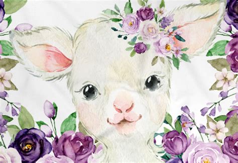 Lamb Personalized Baby Girl Blanket Baby Blanket Name Baby Etsy