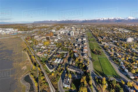 Aerial View Of Downtown Anchorage The Delaney Park Strip And The Cook