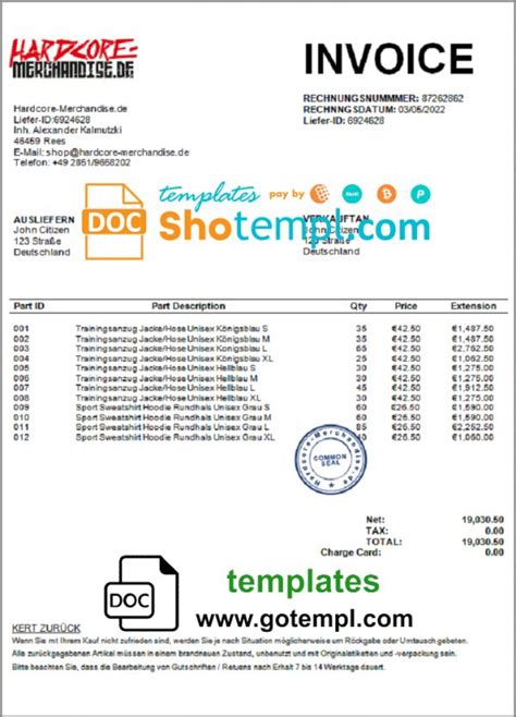 Doctempl Editable Educational Templates Page 2 Invoice Template