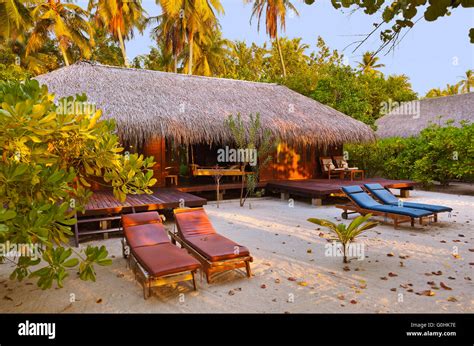 Beach Bungalow Maldives Stock Photo Alamy
