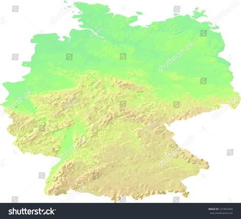 A Map Showing The Land Topography Of Germany With Shaded Relief And