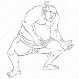 Wrestler Drawing Sumo Getdrawings sketch template